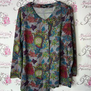 Papa Vancouver cardigan sweater paisley Multicolored long sleeve Graphic Blouse